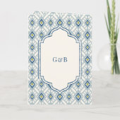 Invitation Crème bleue Ikat Ikat All in One Sikh Mariage (Dos)