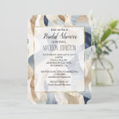 Invitation Crème Bleue Océan Mer Sable Plage Abstrait (Debout devant)