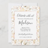 Invitation Crème Blush rose Floral Anniversaire (Devant)