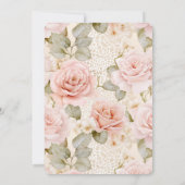Invitation Crème Blush Roses Rose Floral Anniversaire (Dos)
