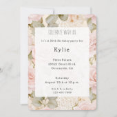 Invitation Crème Blush Roses Rose Floral Anniversaire (Devant)