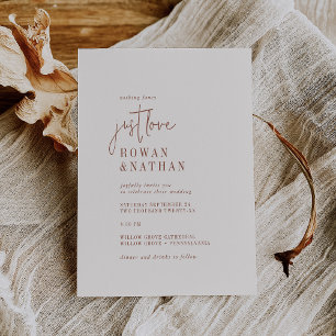Invitation Crème Boho Chic Moderne Juste Amour Mariage