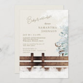 Invitation Crème Bois Rustique Bébé il fait froid dehors (Devant / Derrière)