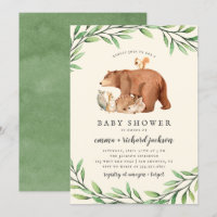 Crème Bois Végétation Forêt Animaux Baby shower