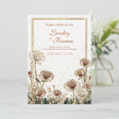Invitation Crème Botanique Astrance Dorée pour Mariage (Debout devant)