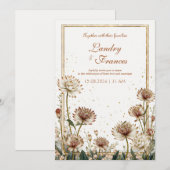 Invitation Crème Botanique Astrance Dorée pour Mariage (Devant / Derrière)