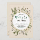 Invitation Crème botanique Faux Fleurs séchées Mariage (Devant / Derrière)