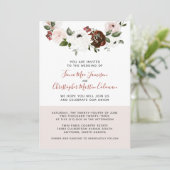 Invitation Crème Bourgogne Rose Rose Dusty Mariage (Debout devant)