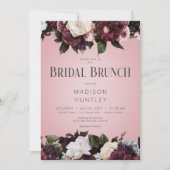 Invitation Crème Bourgogne rustique & Brunch Floral Rose (Devant)