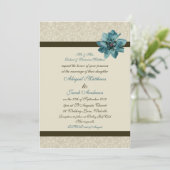 Invitation Crème Brown Au Chocolat Et Mariage À Fleur Bleue T (Debout devant)