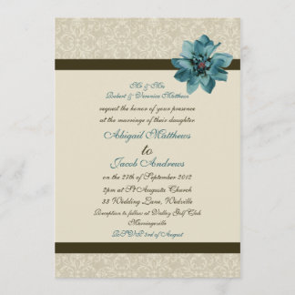Invitation Crème Brown Au Chocolat Et Mariage À Fleur Bleue T