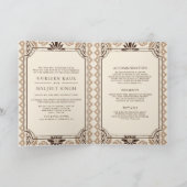 Invitation Crème Brown Beige Ikat All in One Sikh Mariage (Intérieur)