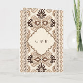 Invitation Crème Brown Beige Ikat All in One Sikh Mariage (Dos)