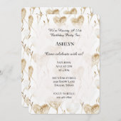 Invitation Crème Brown Coeurs Boho Anniversaire (Devant / Derrière)