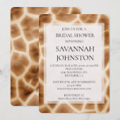 Invitation Crème Brown Giraffe Safari animal nuptiale douche (Devant / Derrière)
