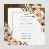 Invitation Crème Brown Rustique Verdure Florale Mariage de au (Devant / Derrière)