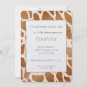 Invitation Crème Brown Safari Giraffe Poster de animal Annive (Devant)