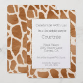 Invitation Crème Brown Safari Giraffe Poster de animal Annive (Devant / Derrière)