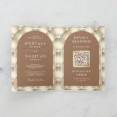 Invitation Crème Brown Tufted Motif QR Code Mariage musulman (Intérieur)