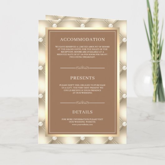 Invitation Crème Brown Tufted Motif QR Code Mariage musulman (Dos)