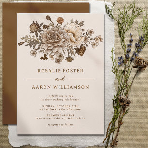 Invitation Crème Brûlé Orange Rouille Élégant Boho Mariage Au