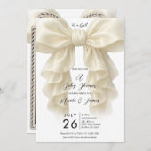 Invitation Crème Cascade Ruffle Bow Classy Baby shower (Devant / Derrière)