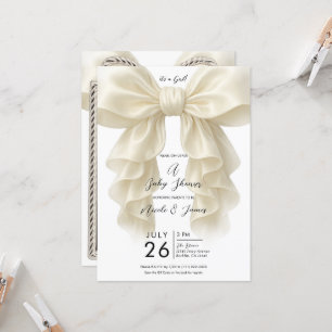 Invitation Crème Cascade Ruffle Bow Classy Baby shower