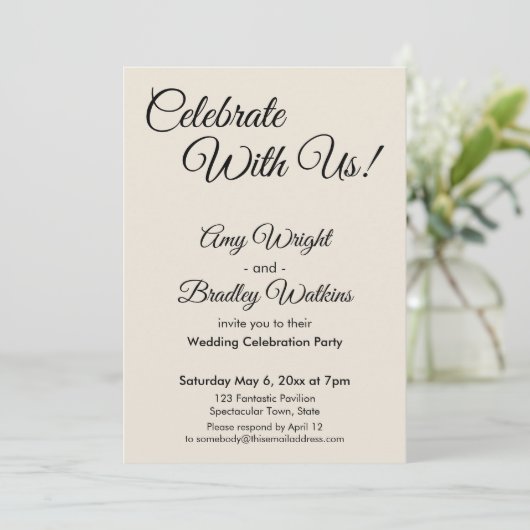 Invitation Crème Célébrez avec nous ! Réception simple et élé (Debout devant)
