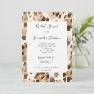 Invitation Crème chic Brown Fête des mariées animale léopard