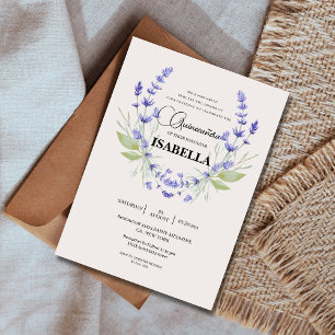 Invitation Crème chic et lavande violet Quinceañera