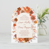 Invitation Crème claire Burange Orange Floral Arch Mariage (Debout devant)