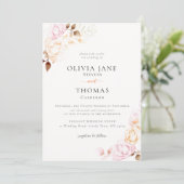 Invitation Crème classique moderne Automne Floral Mariage de  (Debout devant)