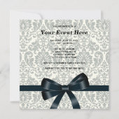 Invitation Crème Damassé Soirée Noire (Dos)