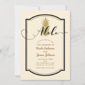 Invitation Crème d'ananas en or et Mariage tropical noir (Devant)