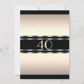 Invitation Crème d'anniversaire Glam avec noir gra (Devant)