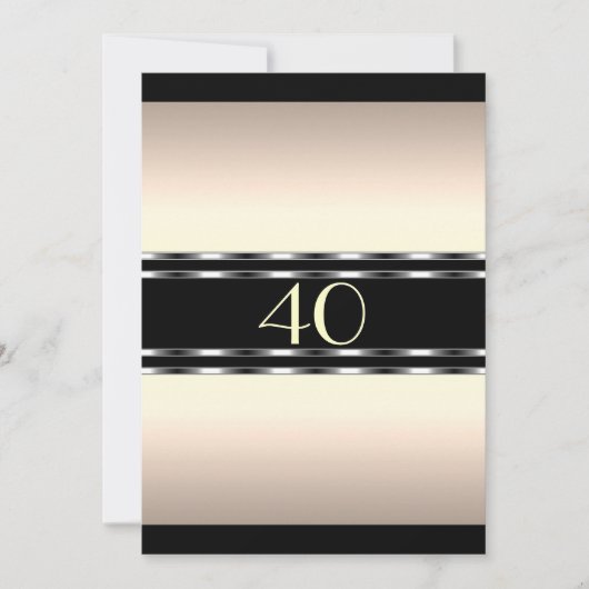 Invitation Crème d'anniversaire Glam avec noir gra (Devant)