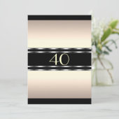 Invitation Crème d'anniversaire Glam avec noir gra (Debout devant)