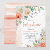 Invitation Crème de bracelet Roses blanches Baby shower d'or  (Devant / Derrière)