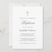 Invitation Crème de café simple et élégante Baptême (Devant)