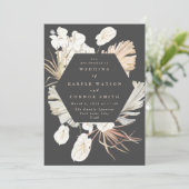 Invitation Crème de Charbon Pampas Grass Floral Jungle Mariag (Debout devant)