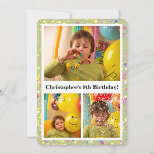Invitation Crème de chaux personnalisable Photos d'anniversai