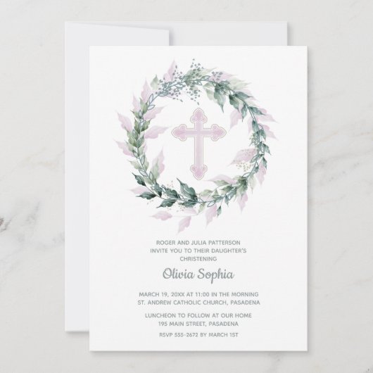 Invitation Crème de couronne rose (Devant)