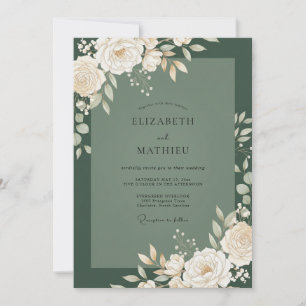 Invitation Crème de feuillage d'olive Mariage Eucalyptus