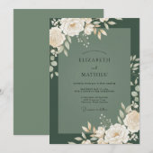 Invitation Crème de feuillage d'olive Mariage Eucalyptus (Devant / Derrière)