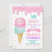 Invitation Crème de glace 2e fête d'anniversaire 2 Scoops Mei (Devant)