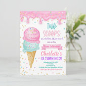 Invitation Crème de glace 2e fête d'anniversaire 2 Scoops Mei (Debout devant)