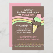 Invitation Crème de glace Anniversaire et sommeil (Devant / Derrière)