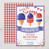 Invitation Crème de glace Anniversaire Juillet 4 Patriotique (Devant / Derrière)