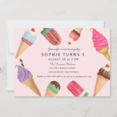 Invitation Crème de glace Anniversaire Pink Summer Party (Devant)