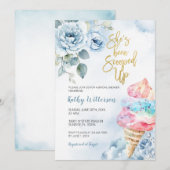 Invitation Crème de glace bleu floral Fête des mariées rachet (Devant / Derrière)